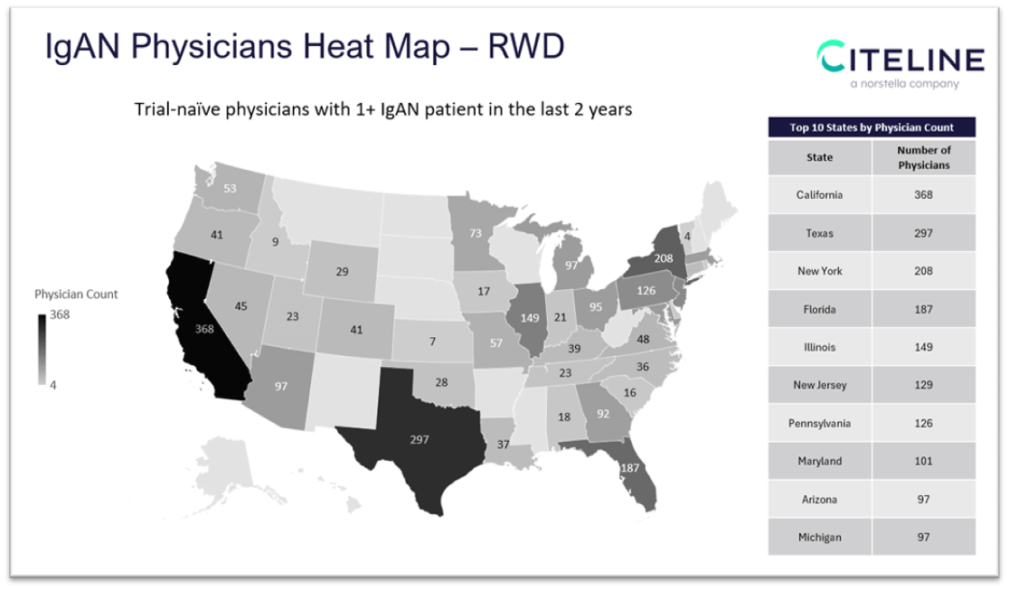 IgAN Physicians Heat Map - RWD