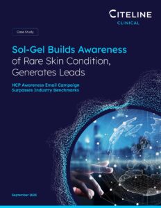 Front page of the case study titled Sol-Gel Builds Awareness of Rare Skin Condition, Generates Leads.