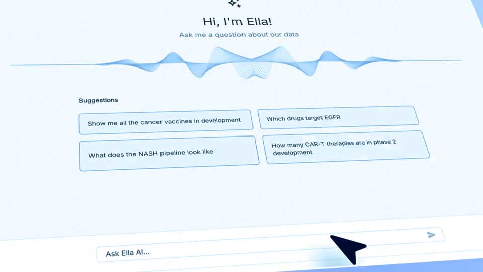 Click to watch a short video about the Ask Ella feature within Citeline.