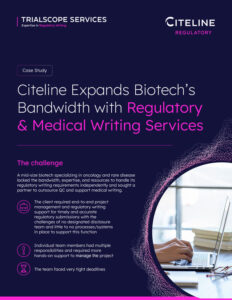 PDF preview of the case study titled Citeline Expands Biotech’s Bandwidth with Regulatory & Medical Writing Services.